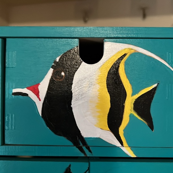 Hand painted multi drawer wood box